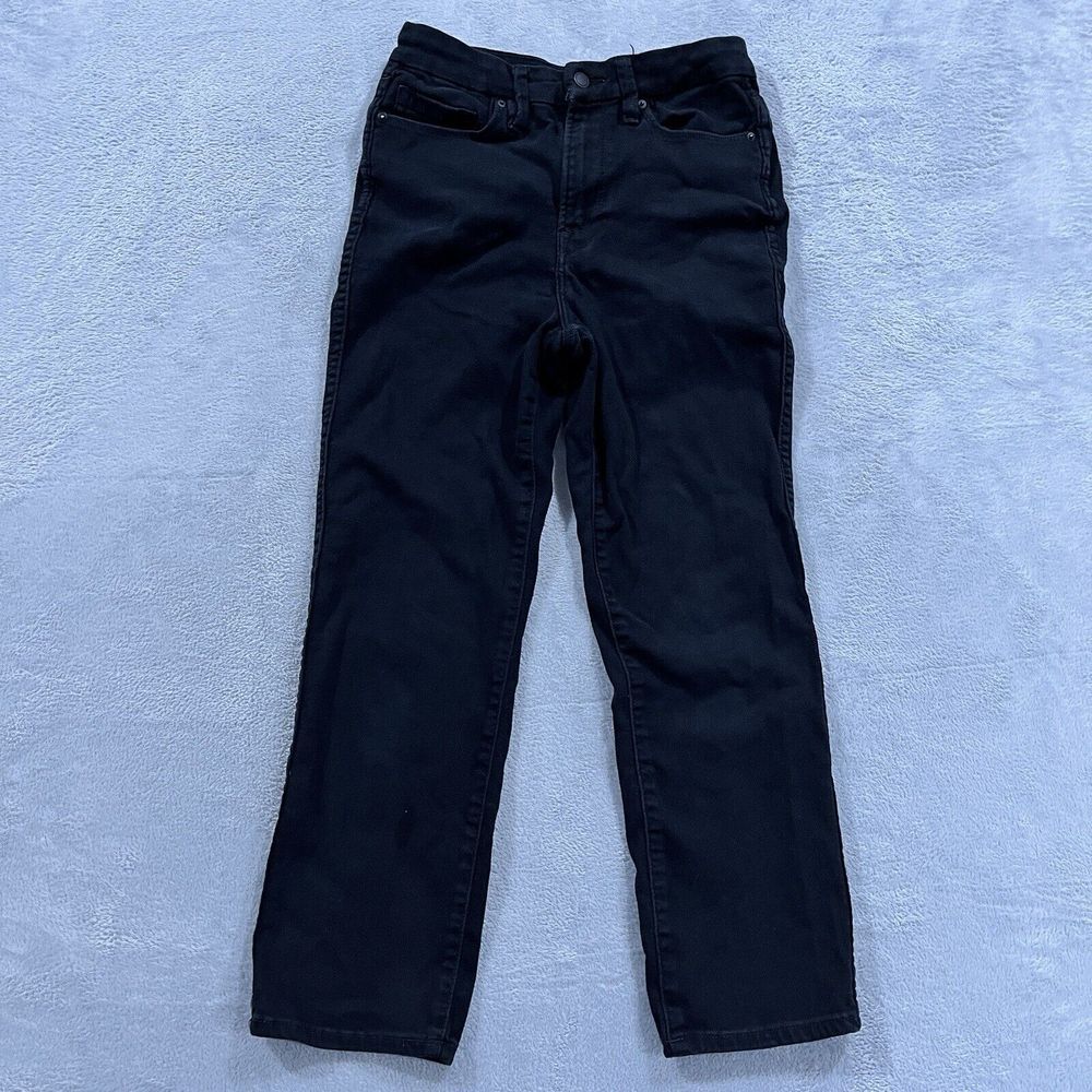 Good American Straight Leg Jeans Womens 4/28 Black High Rise‎ Stretch